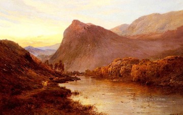 Sunset In The Glen landscape Alfred de Breanski Snr Oil Paintings